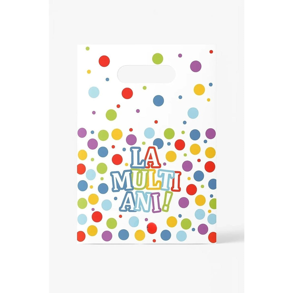 Set 10 Pungi de Cadou, Vivimall, Colectia LA MULTI ANI, 16.5 x 25 cm, din Plastic, Multicolor - vivimall.ro