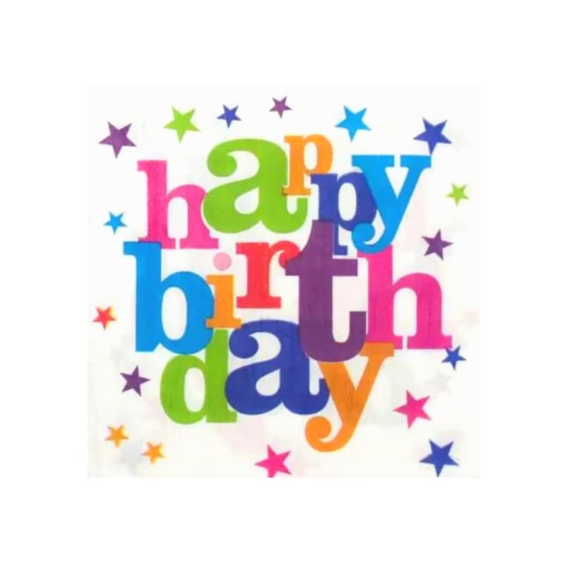 Set 10 Servetele de Masa, Vivimall, Colectia Happy Birthday, 32 x 32 cm, din Hartie, Multicolor - vivimall.ro