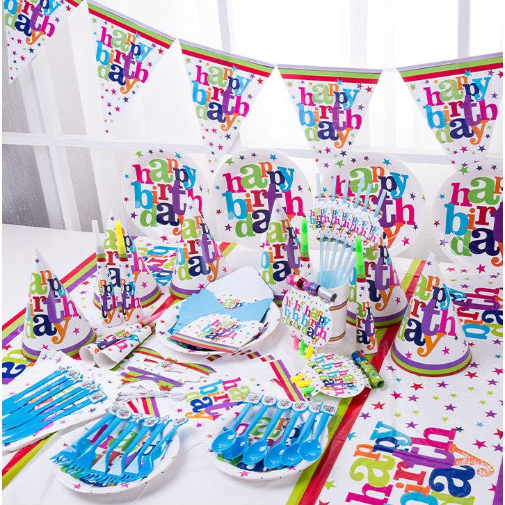 Set 10 Servetele Happy Birthday, Vivimall, pentru Petrecere, Tematica Aniversare, 33x33 cm, Multicolor - vivimall.ro