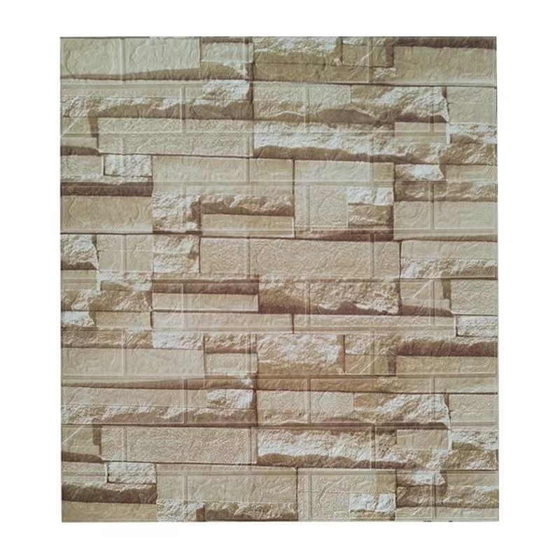 Set 10 Placi de Tapet, Vivimall, Autoadezive, 70 x 77 cm, 2.5 mm Grosime, Suprafata Acoperita 5.3 mp, din PVC, Model Piatra, Bej - vivimall.ro