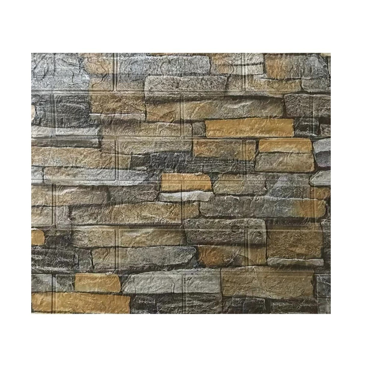 Set 10 Placi de Tapet, Vivimall, Autoadezive, 70 x 77 cm, 2.5 mm Grosime, Suprafata Acoperita 5.3 mp, din PVC, Model Caramida, Galben - vivimall.ro