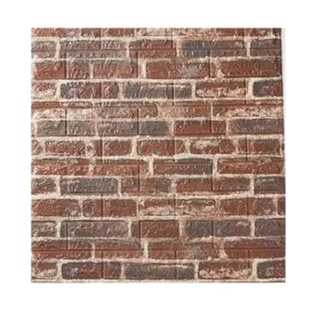 Set 10 Placi de Tapet, Vivimall, Autoadezive, 70 x 77 cm, 4 mm Grosime, Suprafata Acoperita 5.3 mp, din PVC, Model Caramida Rosie, Caramiziu - vivimall.ro