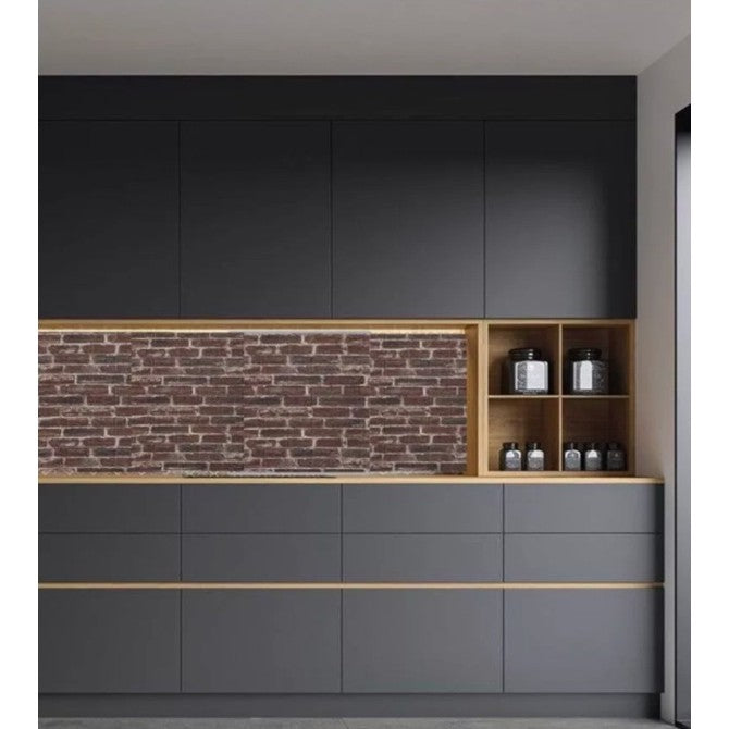 Set 10 Placi de Tapet, Vivimall, Autoadezive, 70 x 77 cm, 4 mm Grosime, Suprafata Acoperita 5.3 mp, din PVC, Model Caramida Rosie, Caramiziu - vivimall.ro