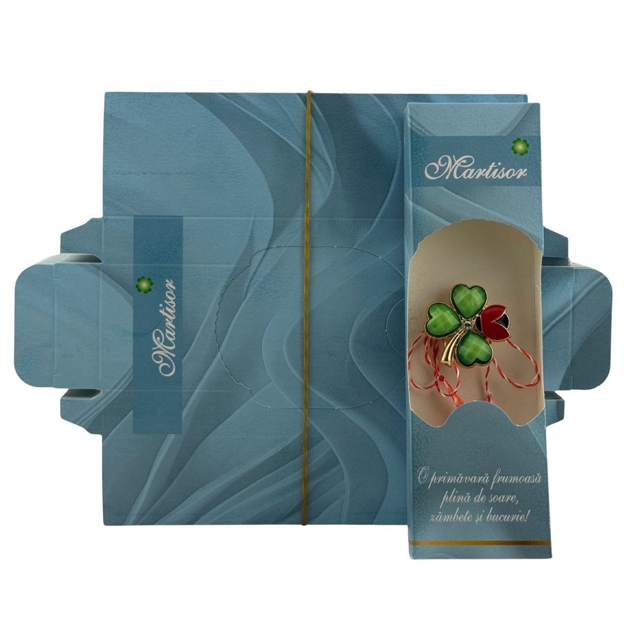 Set 100 Bucati Ambalaje de Carton pentru Martisoare, Vivimall, Cutii Brosa, Model Primavara, Albastru - vivimall.ro