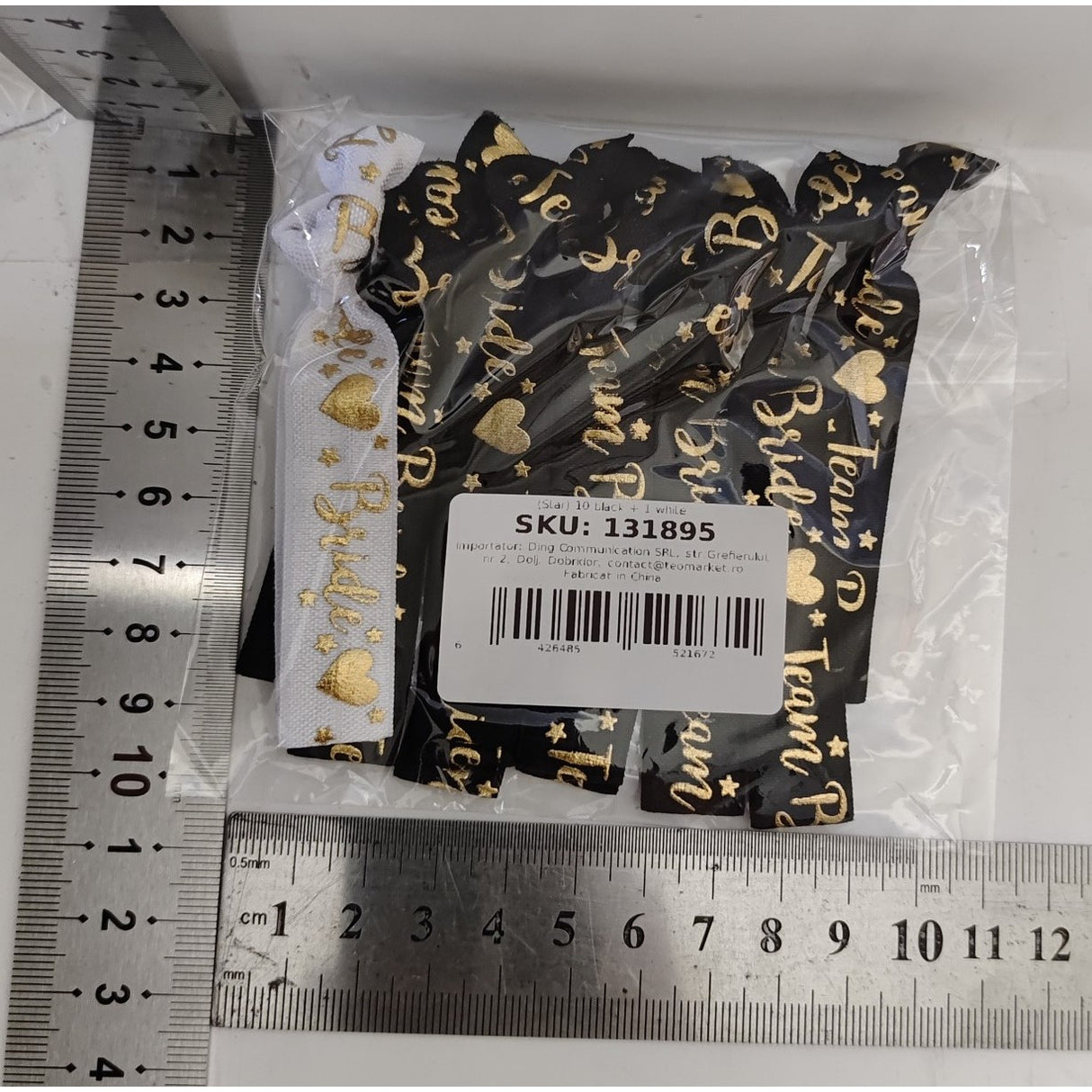 Set 11 Bratari, Vivimall, pentru Petrecerea Burlacitelor, din Panza, Marime Universala, Alb/Negru - vivimall.ro