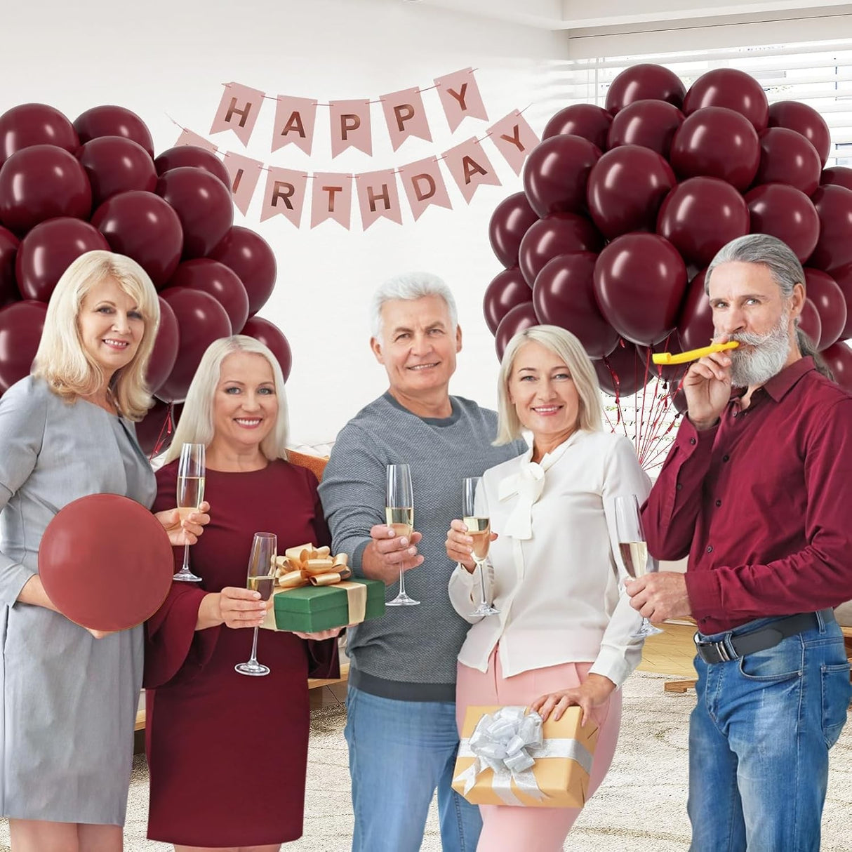 Set 12 Baloane, Flippy, din Latex Standard, 25 cm, Grena - vivimall.ro