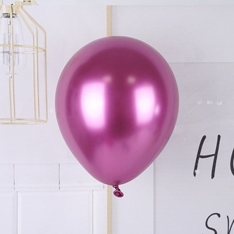 Set 12 Baloane, Flippy, din Latex Chrome, 25 cm, Fucsia - vivimall.ro