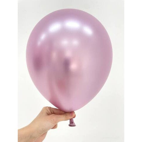 Set 12 Baloane, Flippy, din Latex Chrome, 25 cm, Mov Deschis - vivimall.ro