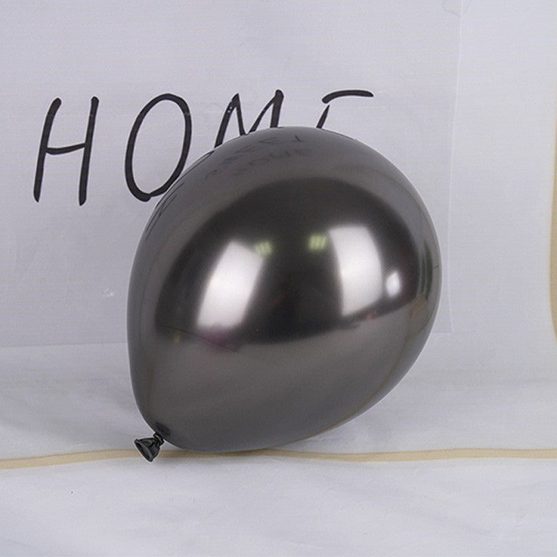 Set 12 Baloane, Flippy, din Latex Chrome, 25 cm, Negru - vivimall.ro