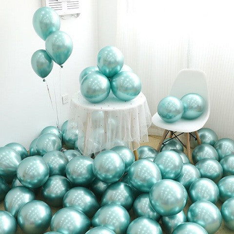 Set 12 Baloane, Flippy, din Latex Chrome, 30 cm, Turcoaz - vivimall.ro