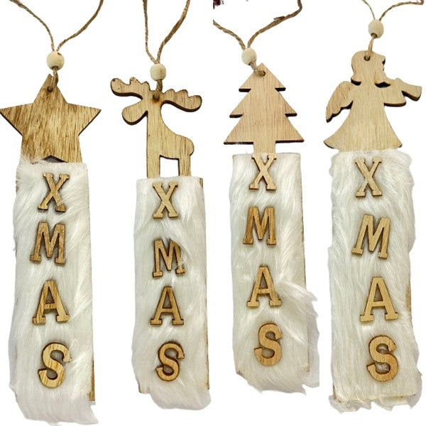 Set 12 decoratiuni de Craciun, Xmas, Diverse forme, 20x4 cm, alb - vivimall.ro