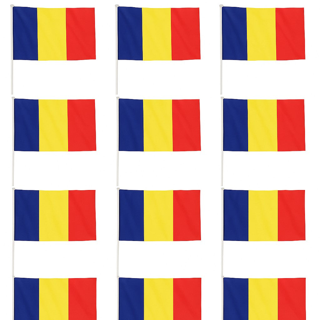 Set 12 Steaguri de Mana Tricolor, Flippy, Dimensiune 20x30 cm, Stegulet, Drapel - vivimall.ro
