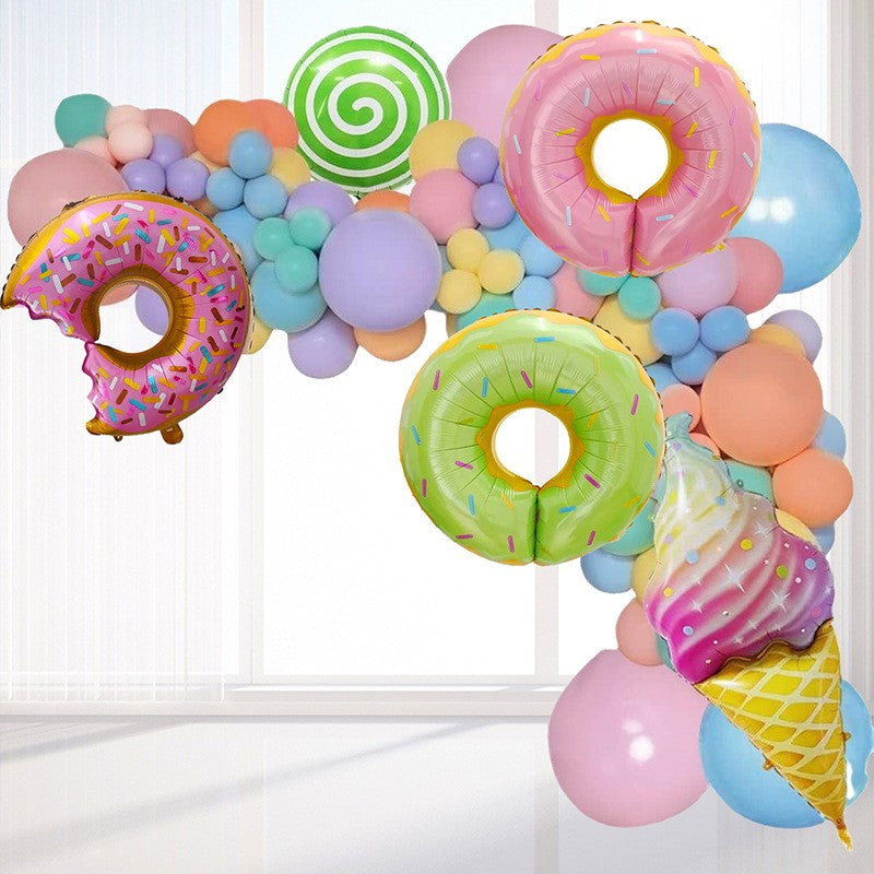 Set 124 Baloane, Vivimall, din Latex si Folie de Aluminiu, Model Candy, Diferite Marimi, Multicolor - vivimall.ro