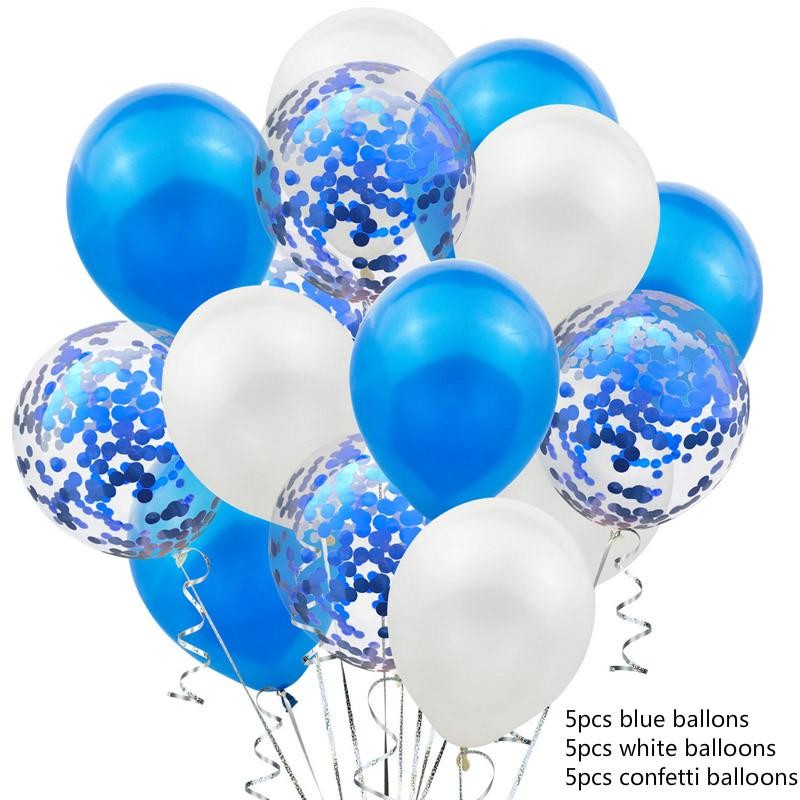 Set 15 baloane pentru petrecere, Flippy, albastru/ alb, 30 cm - vivimall.ro