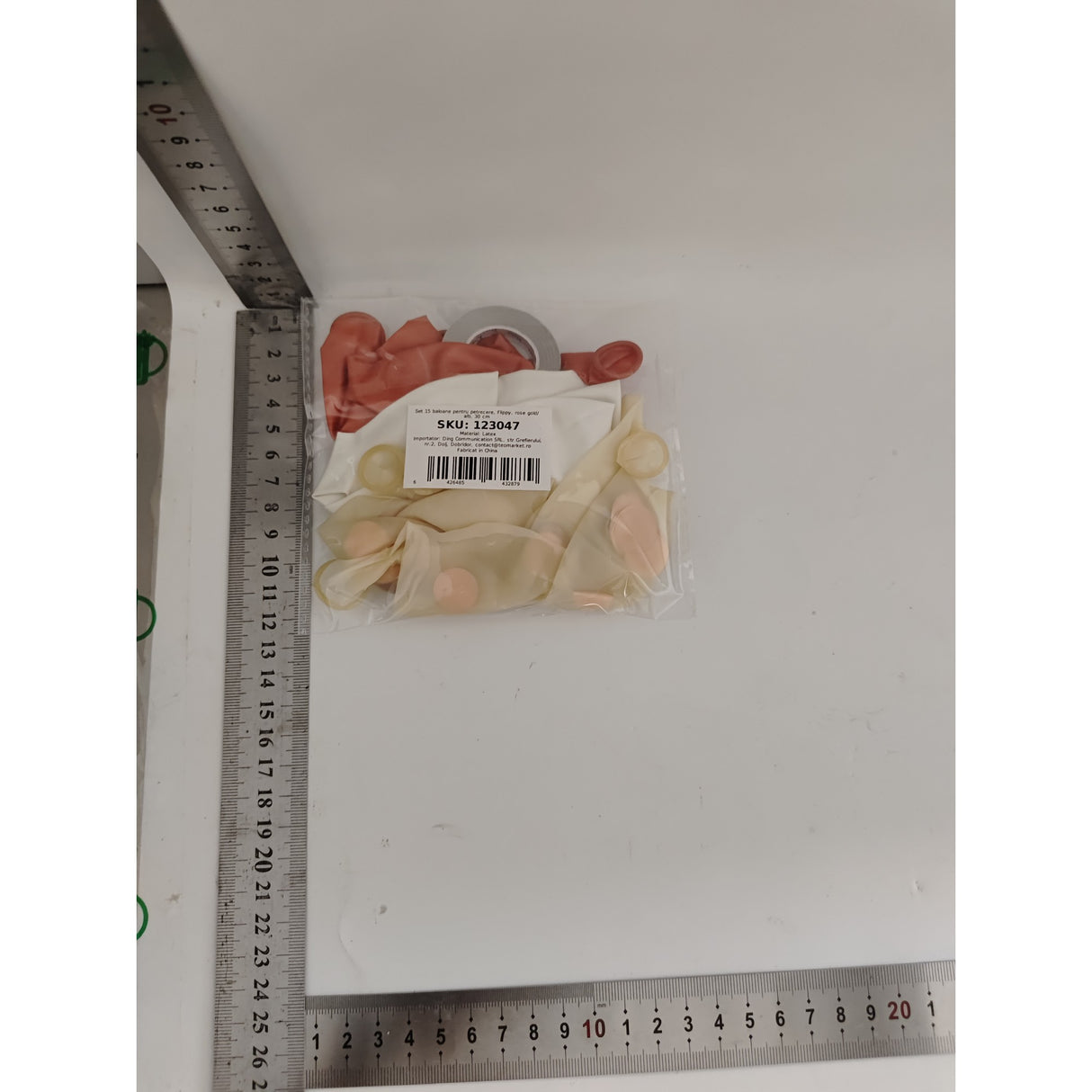 Set 15 baloane pentru petrecere, Vivimall, rose gold/ alb, 30 cm - vivimall.ro