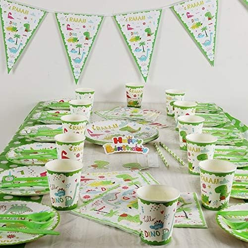 Set 16 Accesorii de Masa, Vivimall, Colectia Dino Park, 136 Piese, din Carton/Plastic/Hartie, Multicolor - vivimall.ro