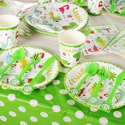Set 16 Accesorii de Masa, Vivimall, Colectia Dino Park, 136 Piese, din Carton/Plastic/Hartie, Multicolor - vivimall.ro
