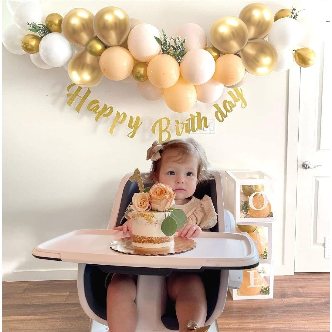 Set 16 Baloane din Latex Metalizate, Vivimall, Model Party, 30 cm, Auriu, Bej Inchis si Deschis, 2.8 g - vivimall.ro