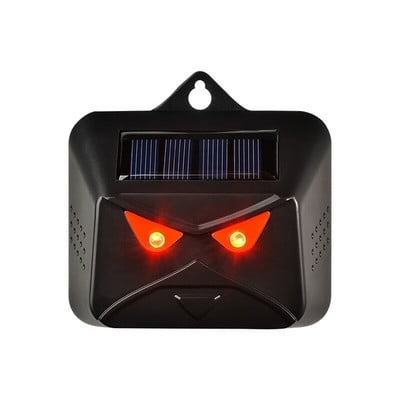 Set 2 Aparate Solare LED cu Ultrasunete, Vivimall, Repelent pentru Animale Mari si Mici, Lumina Rosie si Alba, Anti Rozatoare, Anti Insecte, Frecventa 9-36KHZ, 10.2 x 10.6 x 2.8 cm, Negru - vivimall.ro
