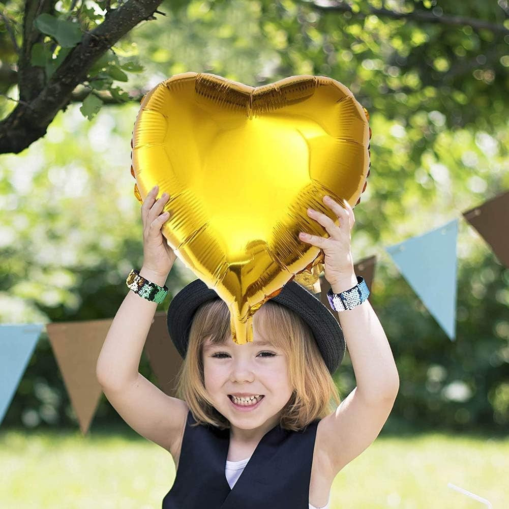 Set 2 Baloane din Folie Metalizata, Vivimall, Model Inimi, Tema Ziua Indragostitilor, 45 cm, Ambalaj Individual, Pai Inclus, Umflare cu Aer sau Heliu, Argintiu/Auriu - vivimall.ro