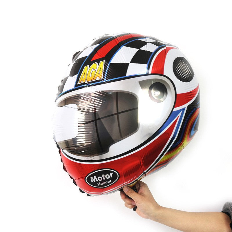 Set 2 Baloane din Folie Metalizata, Vivimall, Figurine Cerc si Casca, Model Curse, 75-80 cm cm, Ambalaj Individual, Pai Inclus, Umflare cu Aer sau Heliu, Multicolor - vivimall.ro