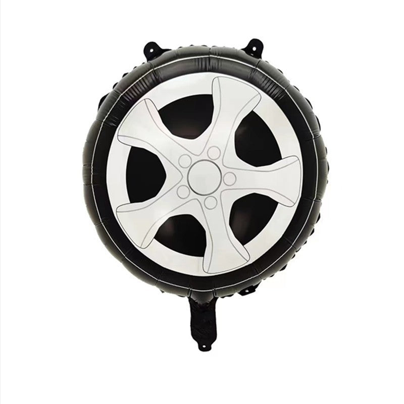 Set 2 Baloane din Folie Metalizata, Vivimall, Figurine Roti, Model Masini, 75-80 cm cm, Ambalaj Individual, Pai Inclus, Umflare cu Aer sau Heliu, Negru - vivimall.ro
