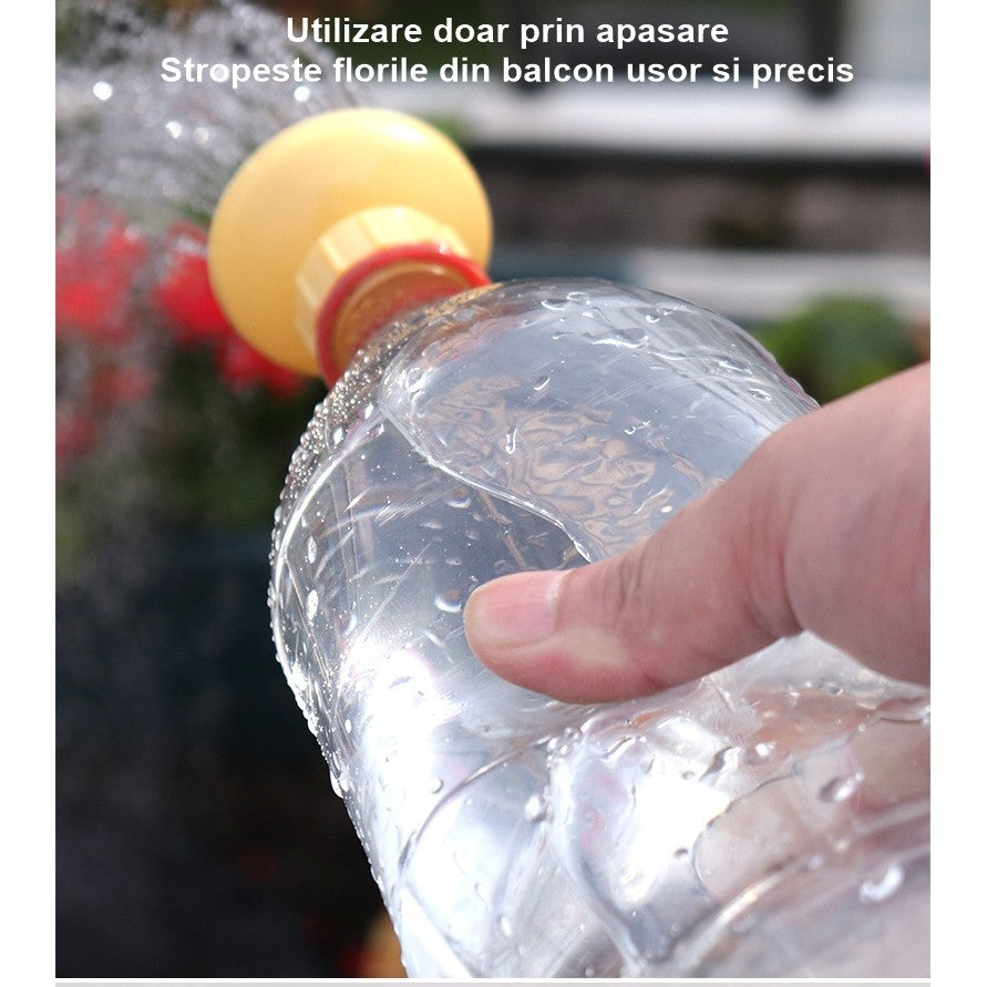 Set 2 capace de sticla pentru irigat florile Vivimall, stropitoare si teava, practic si usor de utilizat, portabil, reutilizabil, 8 x 7.5 cm, galben - vivimall.ro