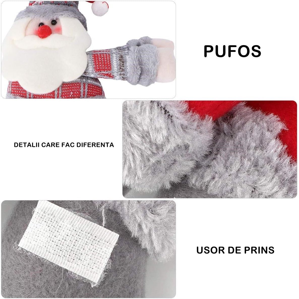 Clema pentru perdea, Vivimall, prindere cu arici, model Mos Craciun pe partea stanga, material textil/poliester, 53 x 23 cm, Multicolor - vivimall.ro