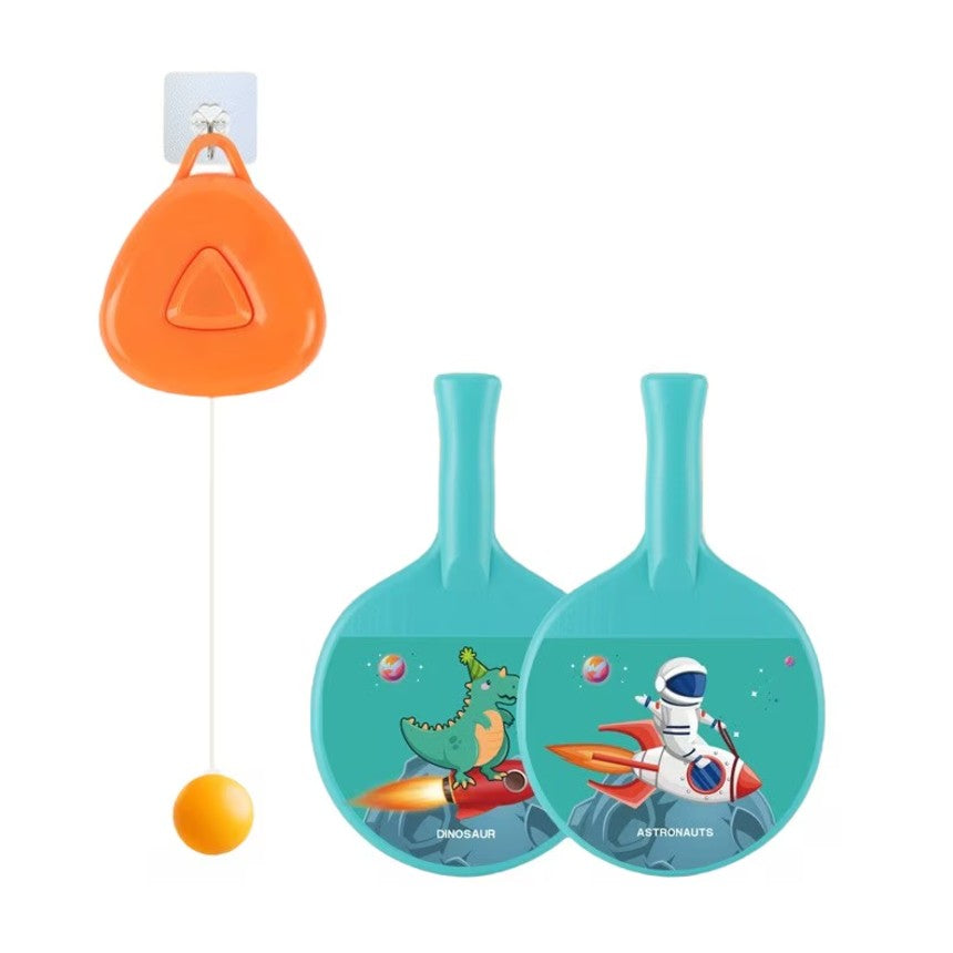 Set 2 Palete de Tenis de Masa, Vivimall, pentru Copii, Design Animat, Tematica Astronauti, Accesoriu de Agatat Inclus si 2 Mingi, Albastru - vivimall.ro