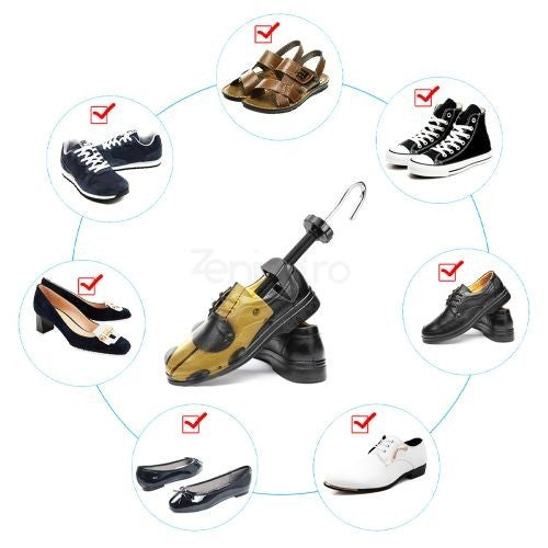 Set 2 Sanuri/Calapoade Reglabilile, Vivimall, pentru Alungit si Largit Pantofi, Geanta si Incaltator Incluse, Universale, Unisex, din ABS Premium, Arc, Marime 30 - 36, Galben - vivimall.ro