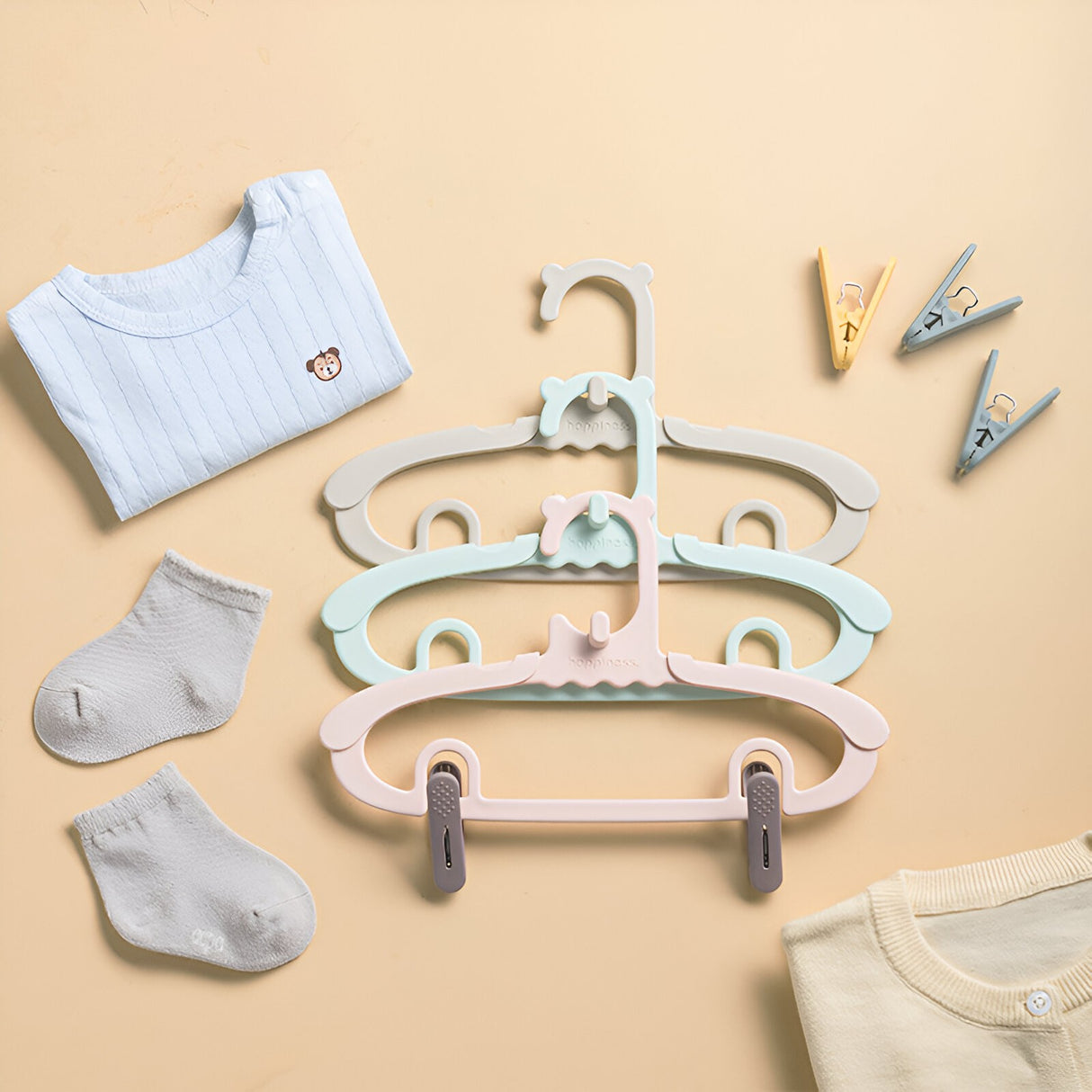 Set 10 de Cleme pentru Haine, Vivimall, de Prindere pentru Pantaloni, Atasabile la Umerase, 1.6x2.3x6.35 cm, Maro - vivimall.ro