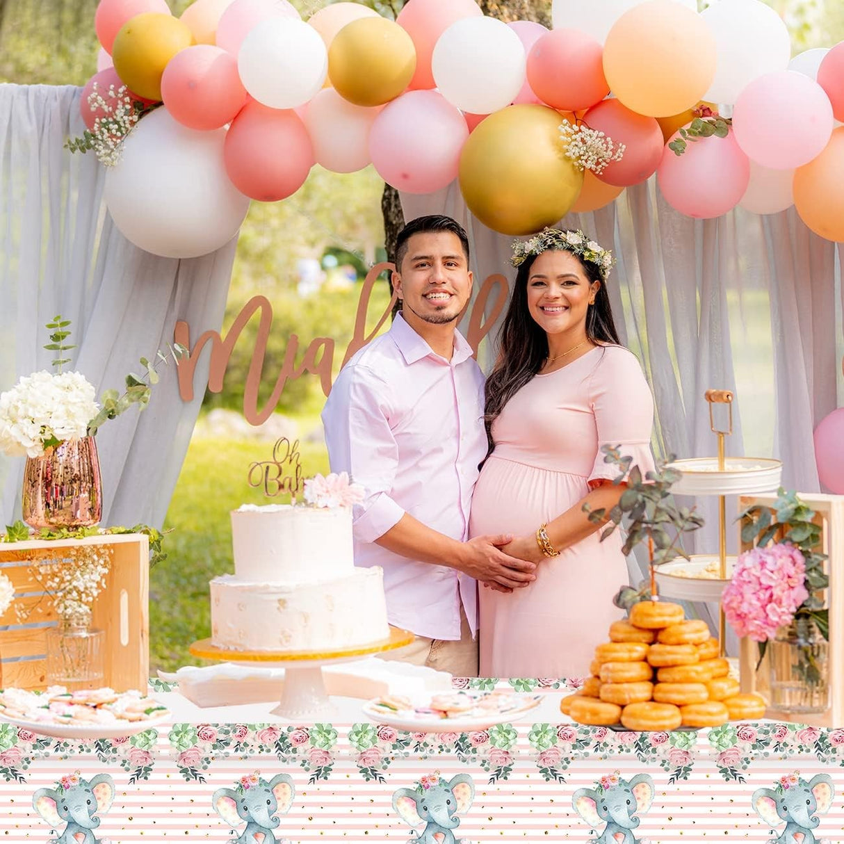 Set 20 de Servetele de Masa, Vivimall, Imprimeu Elefant, din Hartie, 16.5 x 16.5 cm, Roz - vivimall.ro