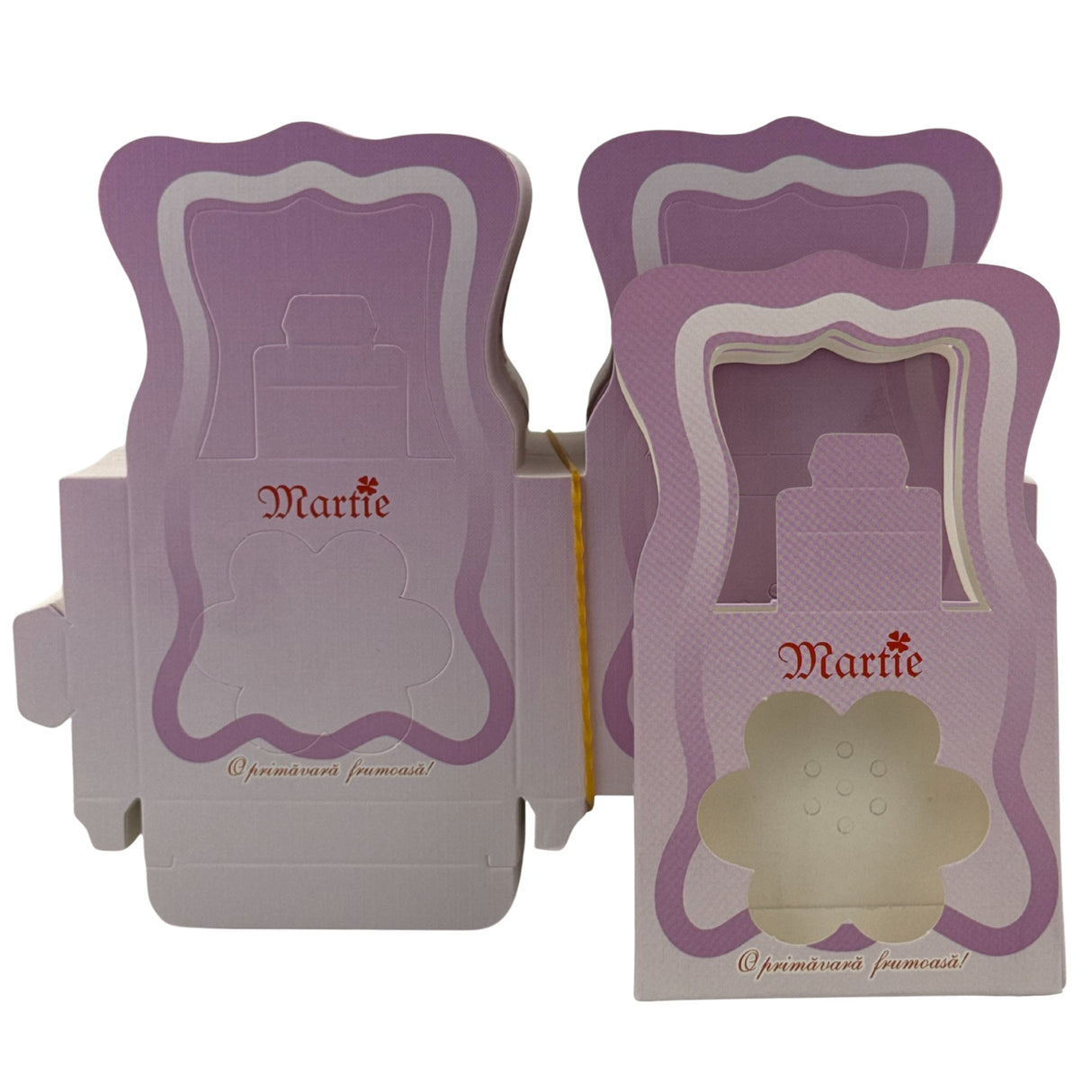 Set 200 Bucati Ambalaje de Carton pentru Martisoare, Vivimall, Cutii Brosa, Model Gentuta, Lila - vivimall.ro