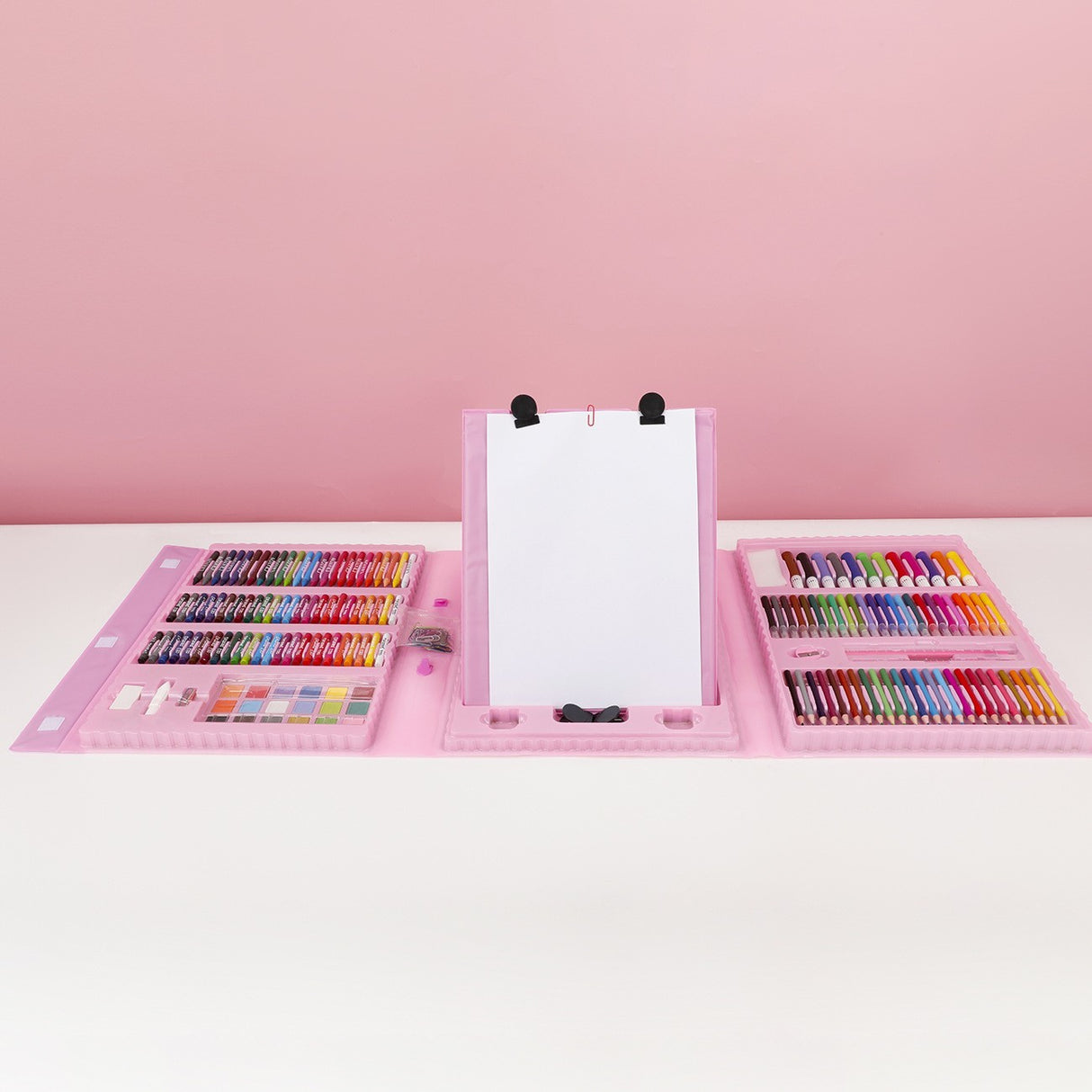 Set 208 Piese, Complet pentru Pictura si Desen, Vivimall, Tip Servieta, 3-12 Ani, 32 x 27 x 5 cm, Roz - vivimall.ro