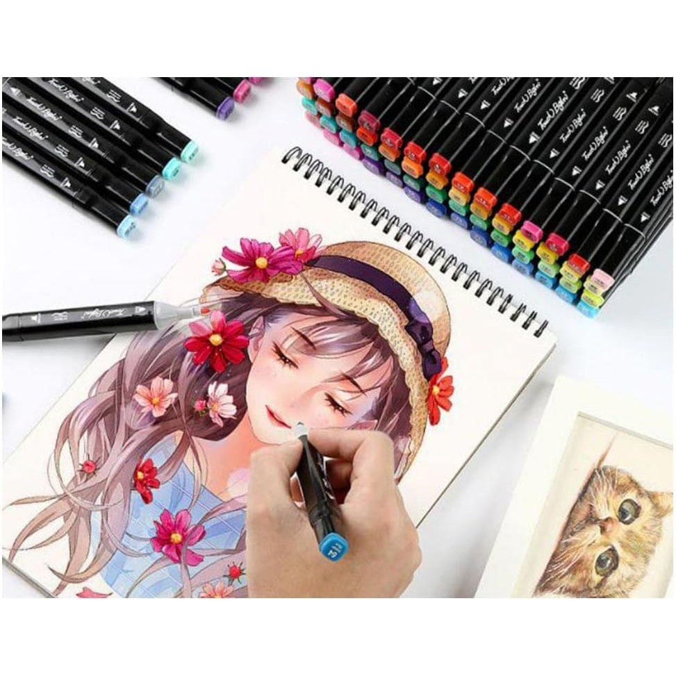 Set 262 Markere Duble, Vivimall, pe Baza de Alcool, Geanta Impermeabila Inclusa, Culori Numerotate, 37 x 21.5 x 16.3 cm, Multicolor - vivimall.ro