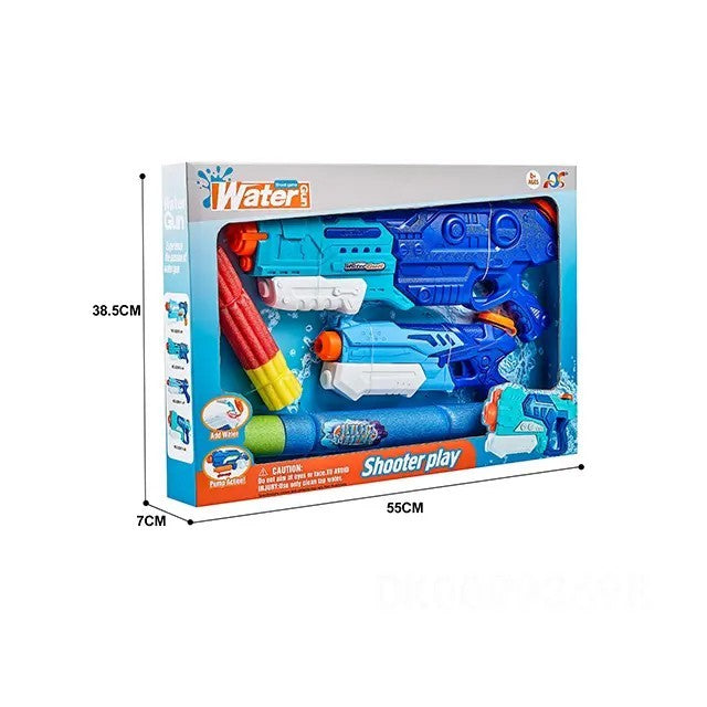Set 2x Pistol cu Apa pentru Copii, Vivimall, 6ani+, Albastru, 1x 900 ML + 1x 300 ML - vivimall.ro
