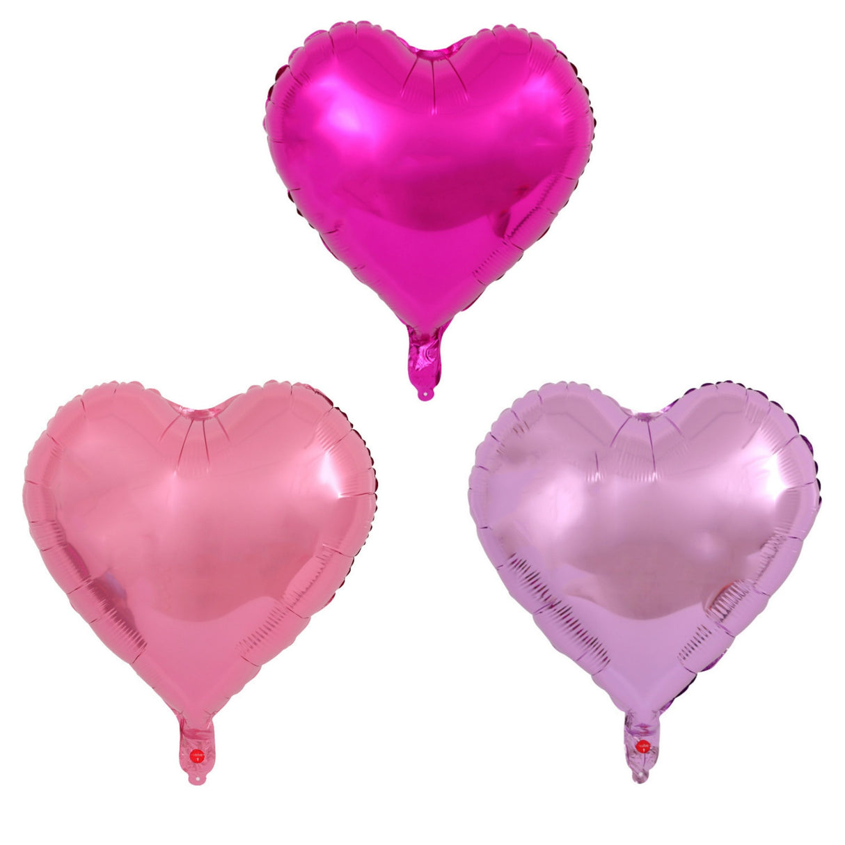 Set 3 Baloane din Folie Metalizata, Vivimall, Figurina Inima, Tema Ziua Indragostitilor, 45 cm, Ambalaj Individual, Pai Inclus, Umflare cu Aer sau Heliu, Roz - vivimall.ro