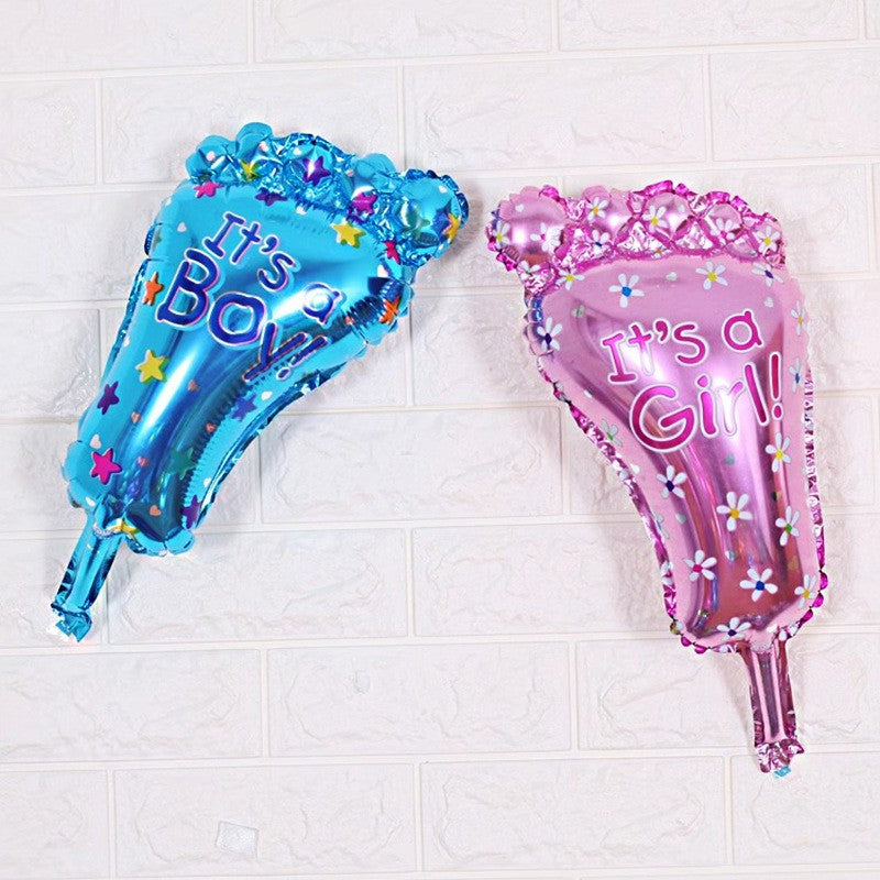 Set 3 Baloane din Folie Metalizata, Vivimall, Figurine Picior 46x79 cm, Inima 45 cm, Stea 45cm, Model It's a Girl, Tema Gender Reveal, Ambalaj Individual, Pai Inclus, Umflare cu Aer sau Heliu, Roz - vivimall.ro