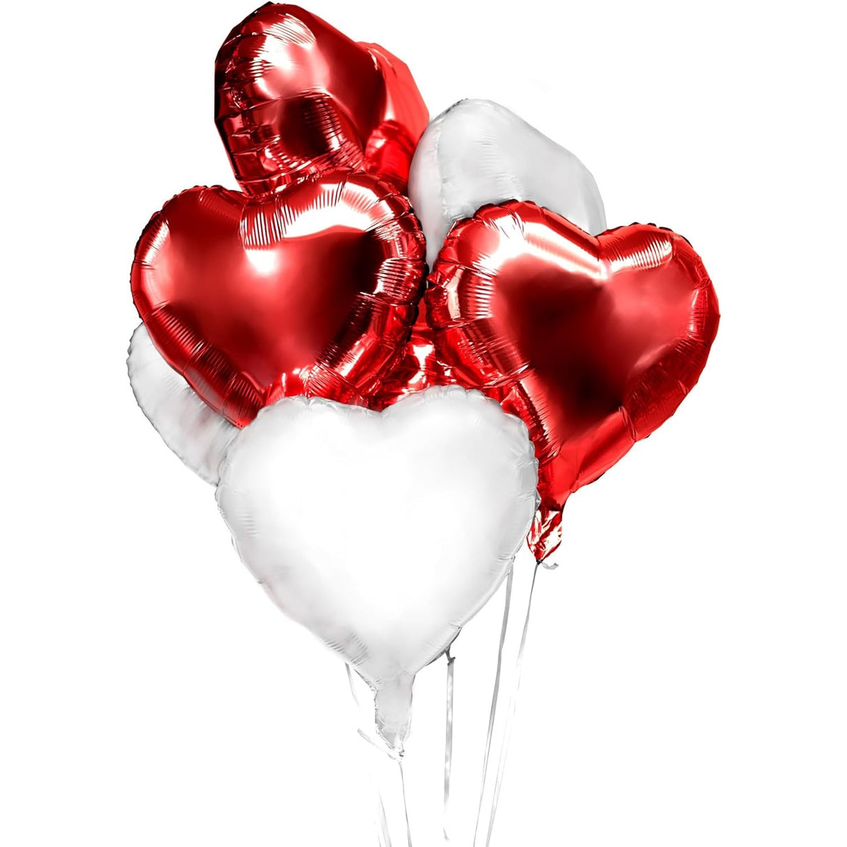 Set 3 Baloane din Folie Metalizata, Vivimall, Model Inimi, Tema Ziua Indragostitilor, 45 cm, 2 Rosii, 1 Alb, Ambalaj Individual, Pai Inclus, Umflare cu Aer sau Heliu, Alb/Rosu - vivimall.ro