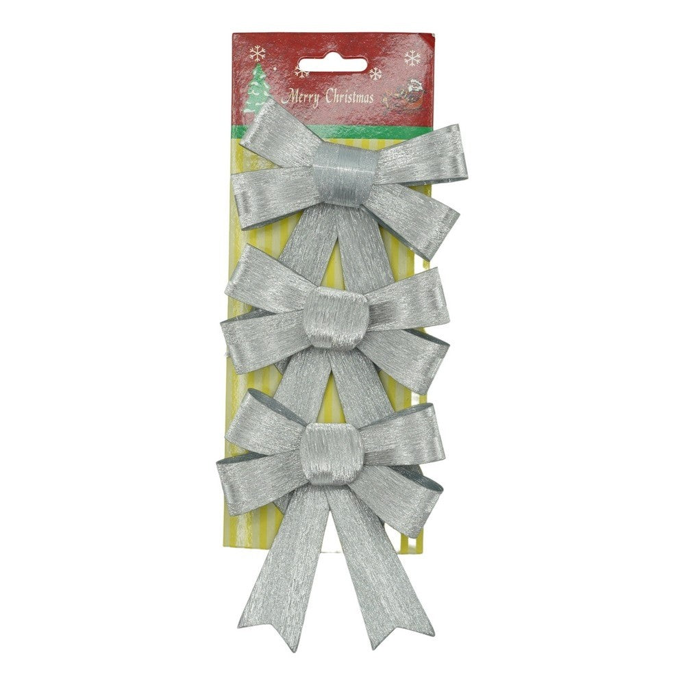 Set 3 fundite pentru brad, Argintii, 10 x 11 cm, din poliester, Vivimall - vivimall.ro