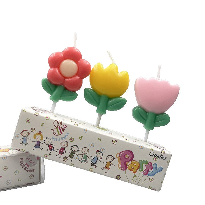 Set 3 Lumanari, Vivimall, Tema Flori, Model 3, din Parafina, Multicolor - vivimall.ro