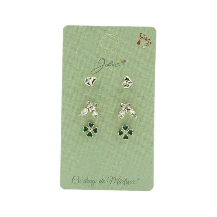 Set 3 Perechi Cercei Inima, Fluture, Trifoi - vivimall.ro