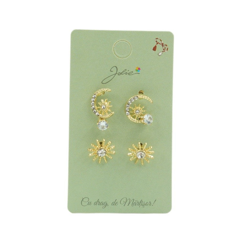 Set 3 Perechi Cercei Semiluna, Soare, Piatra - vivimall.ro