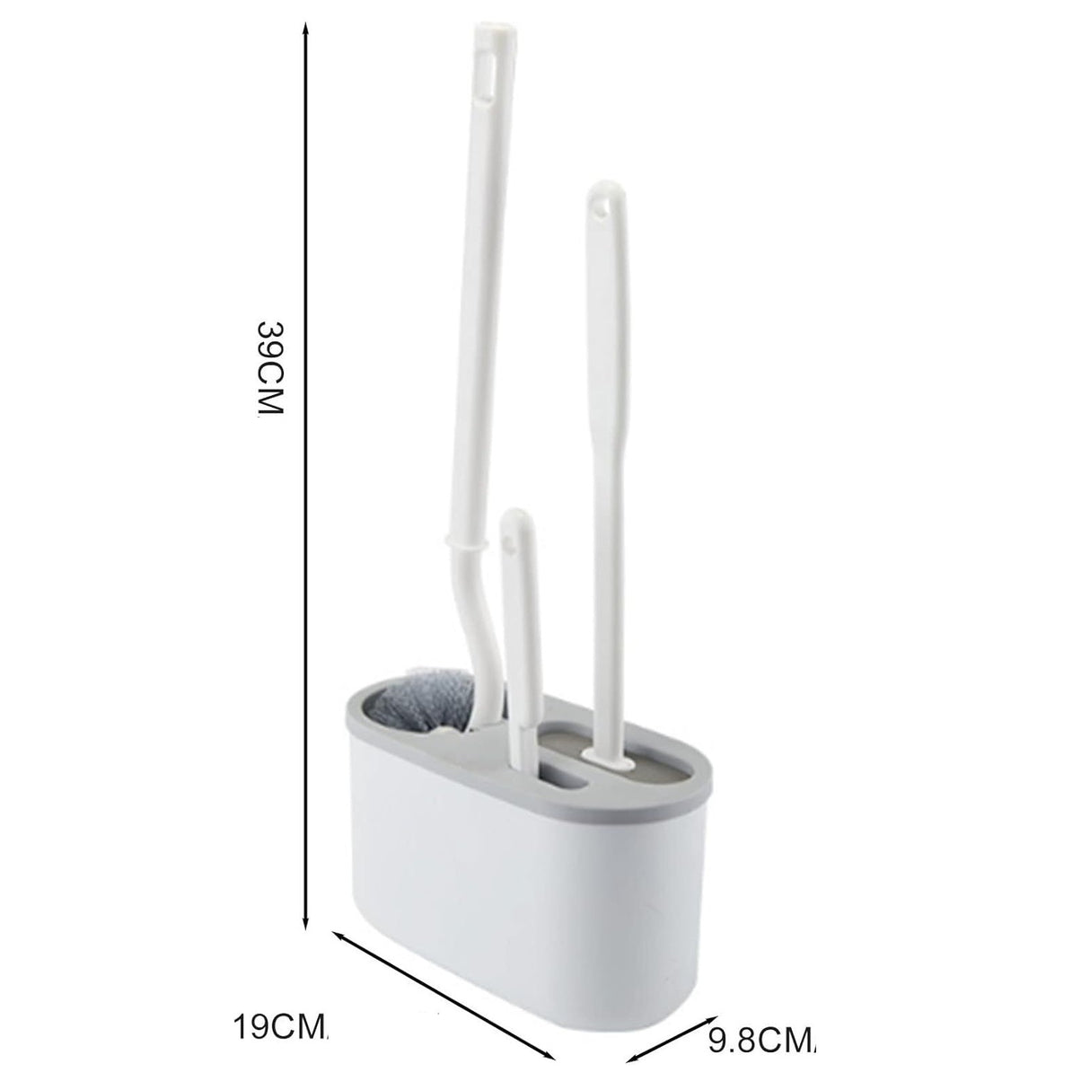 Set 3 Perii pentru Toaleta, Vivimall, din Silicon, Perie Zimtata, Cap Flexibil, Suport Adeziv pentru Montarea pe Perete, 39 x 19 x 9.8 cm, Gri/Alb - vivimall.ro