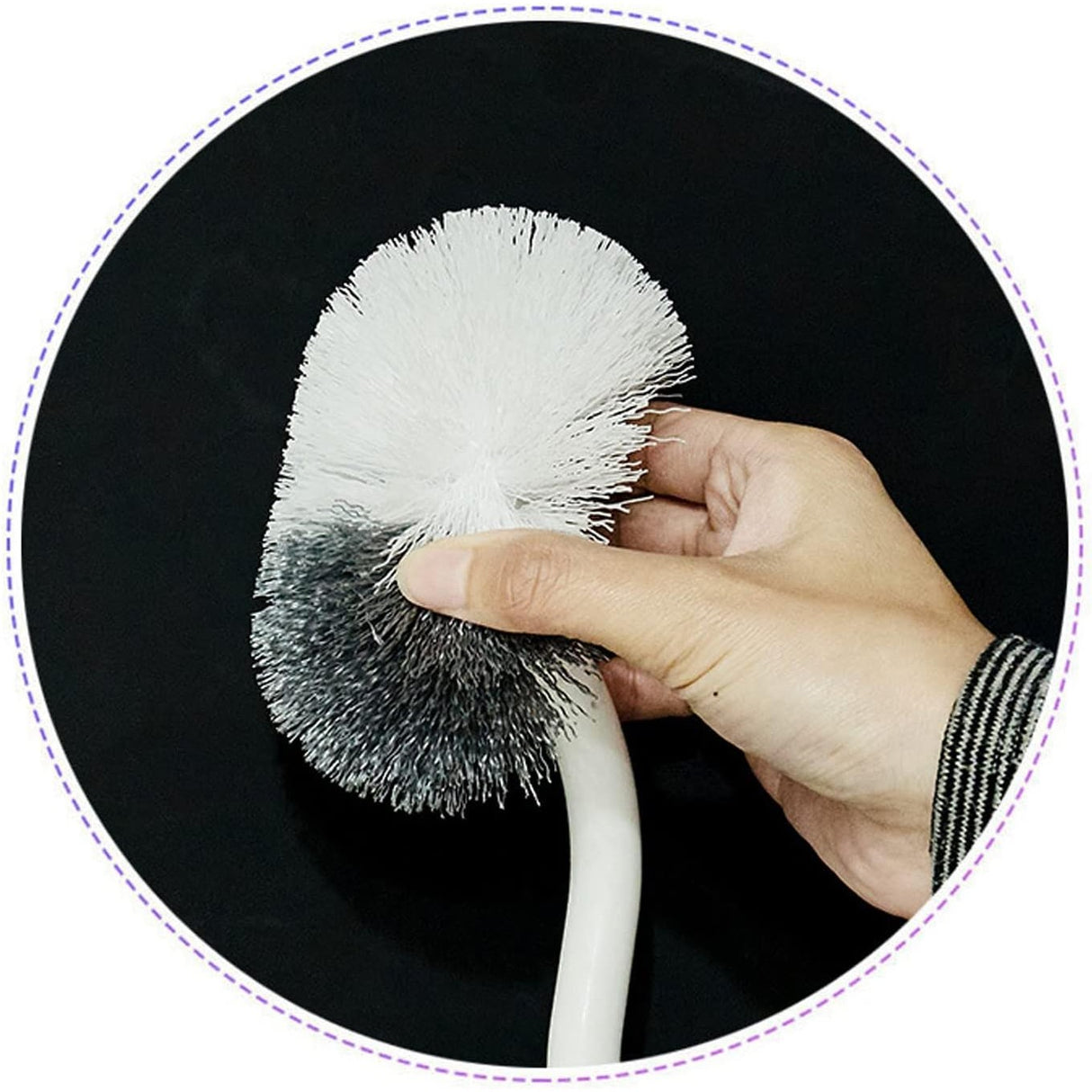 Set 3 Perii pentru Toaleta, Vivimall, din Silicon, Perie Zimtata, Cap Flexibil, Suport Adeziv pentru Montarea pe Perete, 39 x 19 x 9.8 cm, Gri/Alb - vivimall.ro