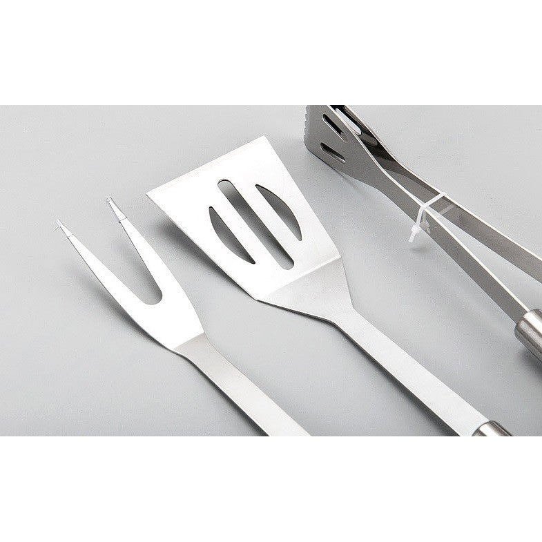 Set 3 Ustensile pentru Gratar, Vivimall, din Otel Inoxidabil, Geanta Oxford, Argintiu - vivimall.ro