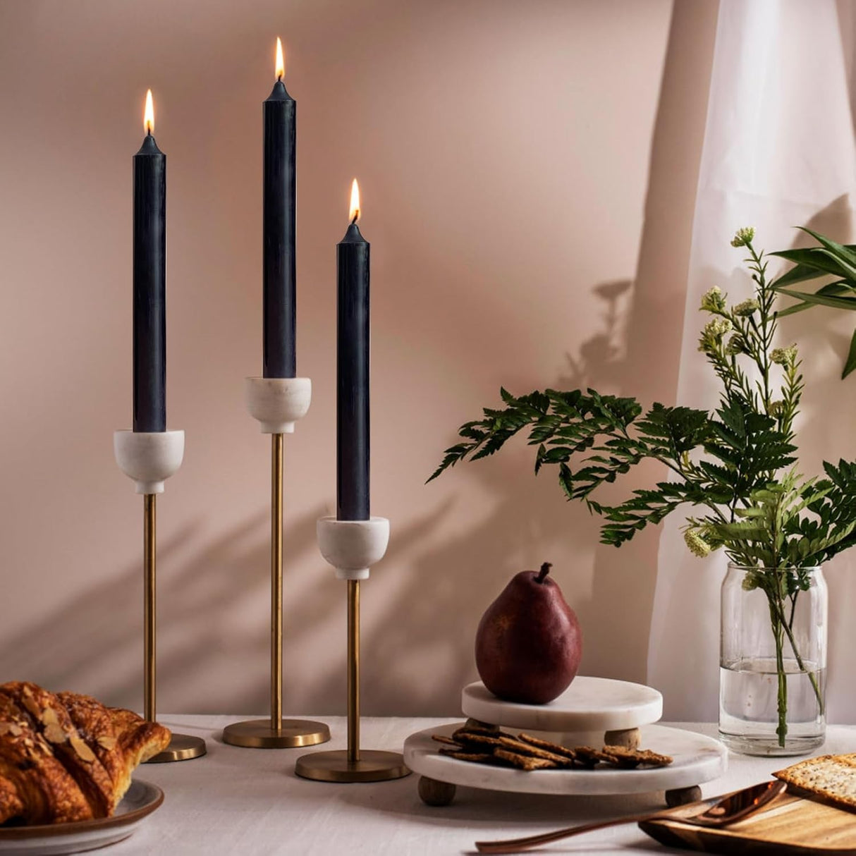 Set 4 Lumanari, Vivimall, pentru Suport de Masa, Fara Miros si Fum, din Parafina, 2.2 x 25 cm, Negru - vivimall.ro