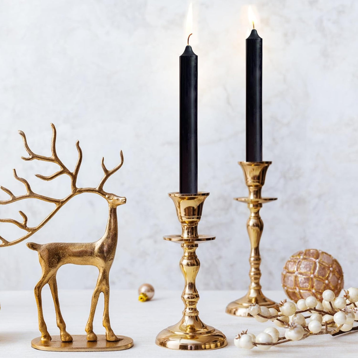 Set 4 Lumanari, Vivimall, pentru Suport de Masa, Fara Miros si Fum, din Parafina, 2.2 x 25 cm, Negru - vivimall.ro