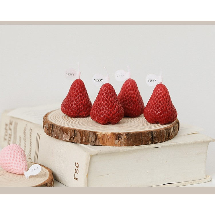 Set 4 Lumanari Parfumate, Vivimall, Model Capsunici, Ardere 30 min, 52g, 6.3 x 6.3 x 3.8 cm, Rosu - vivimall.ro