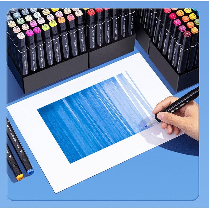 Set 40 Markere, Flippy, pe Baza de Ulei, Dublu Capat, Subtire 1mm si Gros 6 mm, Geanta Depozitare, 15 cm, Multicolor - vivimall.ro